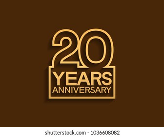 20 years anniversary design line style with square golden color for celebration event