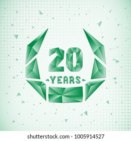 20 years anniversary design template. Low poly design.