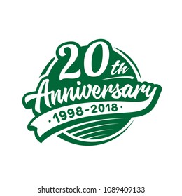 Modelo de design de 20 anos. Vetor e ilustração. 20º logotipo.