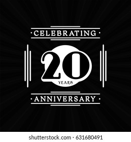 20 years anniversary design template. Vector and illustration. 