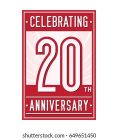 20 years anniversary design template. Vector and illustration