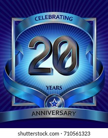 20 years anniversary design template for invitation, advertising, banner, vector design