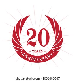 20 years anniversary. Elegant anniversary design. 20 years logo.