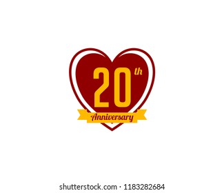 20 years anniversary emblem, Anniversary icon or label, 20 years celebration and congratulation design element, Vector illustration