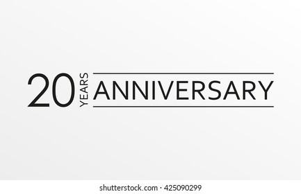 20 years anniversary emblem. Anniversary icon or label. 20 years celebration and congratulation design element. Vector illustration.