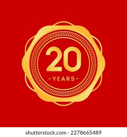 20 years anniversary, gold hexagon anniversary template with circular rope