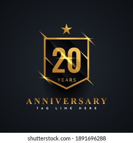 20 Years Anniversary gold illustration template design. Vector Eps 10 