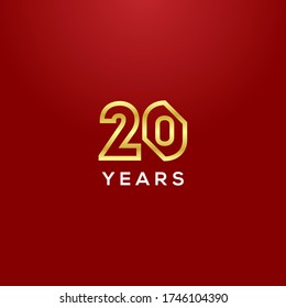 20 Years Anniversary Gold Number Vector Design
