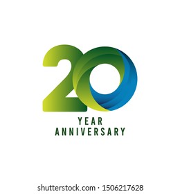 20 Years Anniversary Gradient Vector Template Design Illustration