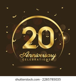 20 years anniversary Half moon anniversary with confetti and a light gold effect on a black and brown background