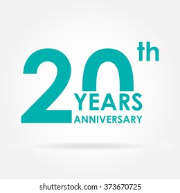 20 years anniversary icon. Template for celebration and congratulation design. Flat vector 20th anniversary label.