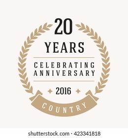 20 years Anniversary Label, Sticker or Badge on Background. Vector - illustration