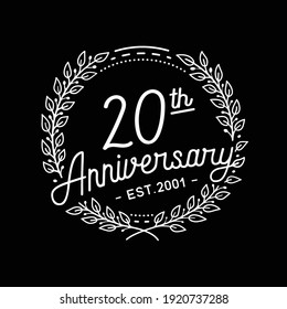 20 years anniversary logo collection. 20th years anniversary celebration hand drawn logotype. Vector and illustration.
