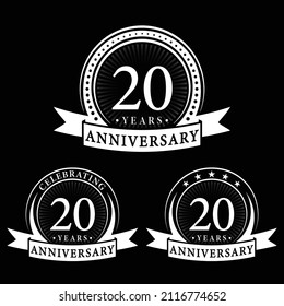 20 years anniversary logo collections. Set of 20th Anniversary logotype template. Vector and illustration.
