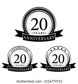 20 years anniversary logo collections. Set of 20th Anniversary logotype template. Vector and illustration.
