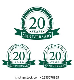 20 years anniversary logo collections. Set of 20th Anniversary logotype template. Vector and illustration.