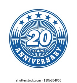 20 years anniversary. Anniversary logo design. Vector and illustration.