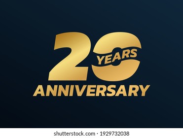 20 Years Anniversary Logo Design. 20th Birthday Celebration Icon Or Badge. Vector Illustration.