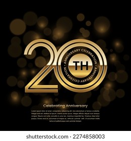 20 years anniversary logo design with gold color and double line style. Logo Vector Template