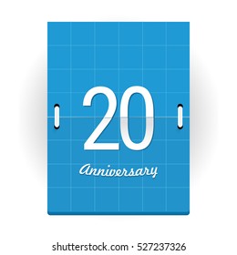 20 Years Anniversary Logo Designed like Flip Calendar