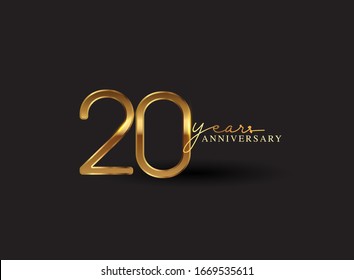 20 Years Anniversary Logo Golden Colored isolated on black background, vector design for greeting card and invitation card