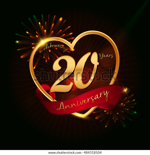 20 Years Anniversary Logo Golden Coloredwith Stock Vector (Royalty Free ...