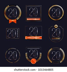 20 years anniversary logo set. Vector illustration.