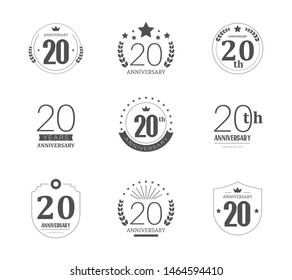 20 years anniversary logo set. 20th anniversary icons.