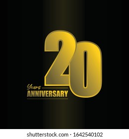 20 Years Anniversary Logo Template. Gold color graphic design element for 20 years anniversary birthday banner 