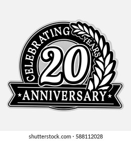 20 years anniversary logo template. Vector and illustration.