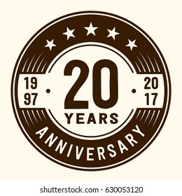 20 years anniversary logo template. Vector and illustration.