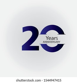 20 Years Anniversary Logo Vector Template Design Illustration blue, white background