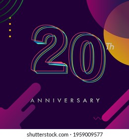 20 years anniversary logo, vector design birthday celebration with colorful geometric background and circles shape.