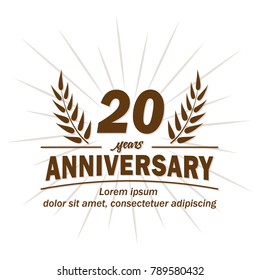 20 years anniversary logo. Vector and illustration.