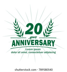 20 years anniversary logo. Vector and illustration.