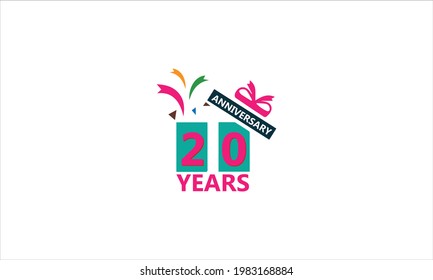 20 years anniversary logotype with multiple line style gift for celebration event greeting card invitation and wedding celebration icon design logo
