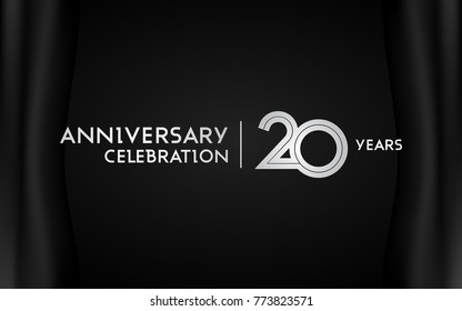 20 Years Anniversary Logotype with   Silver Multi Linear Number Isolated on Dark Background