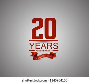 20 years anniversary logotype simple design with red ribbon for celebration purpose