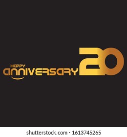 20 years anniversary logotype with single line golden color for celebration