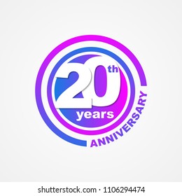 20 Years Anniversary Number or logo icon. Anniversary lettering in gradient color. Celebrate your birthday. Vector EPS 10.