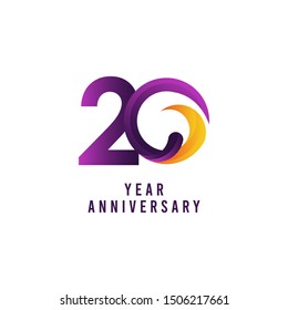 20 Years Anniversary Purple Vector Template Design Illustration