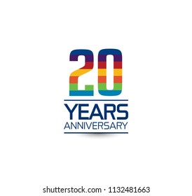 20 years anniversary rainbow color style simple design with white background for company celebration event