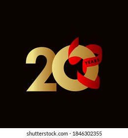 20 Years Anniversary Ribbon Celebration Vector Template Design Illustration