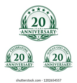 20 years anniversary set. 20th celebration logo collection. Vector and illustration. 