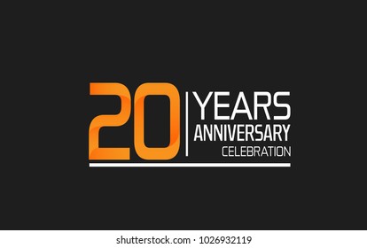 20 years anniversary simple design celebration with orange color and white isolated on black background