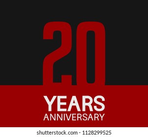 20 years anniversary simple design red number on black background for celebration template