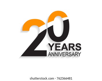 20 years anniversary simple design with white slash in orange and black number for celebration event