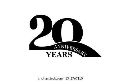 20 years anniversary, simple flat design, logo for design and decoration