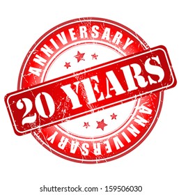 20 years anniversary stamp.  Vector illustration.