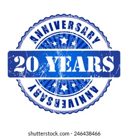 20 Years anniversary stamp.  Vector illustration.